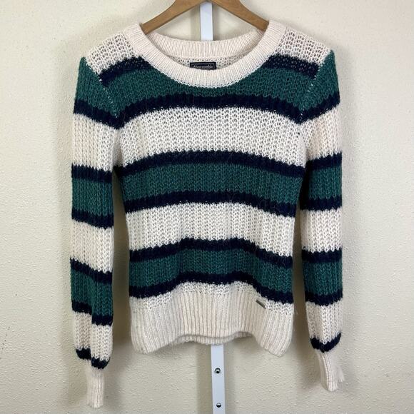 Abercrombie & Fitch Sweaters - Vintage Y2K Abercrombie Alpaca Wool Striped Sweater Women’s XS Green Navy Cream
